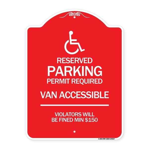 Connecticut Reserved Parking Permit Required Van Accessible Violators Will Be Fined M, RW-1824-24657